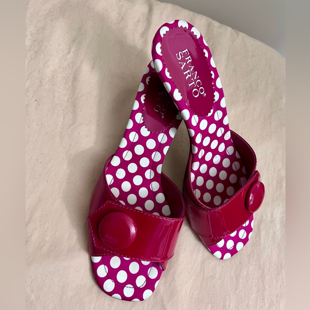 Polka Dot Franco Sarto Kitten Heels